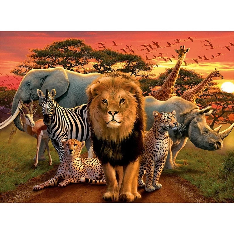 Diamanttavla African Wild Animals 40x50