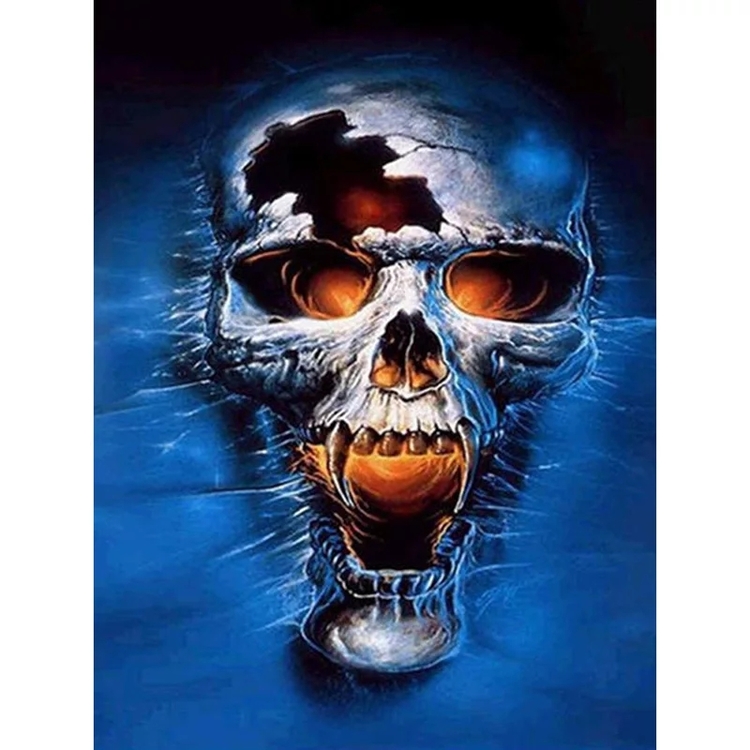 Diamanttavla Skull Bone Head 40x50