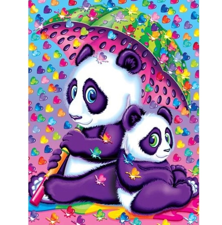 Diamanttavla Colorful Panda Umbrella 30x40