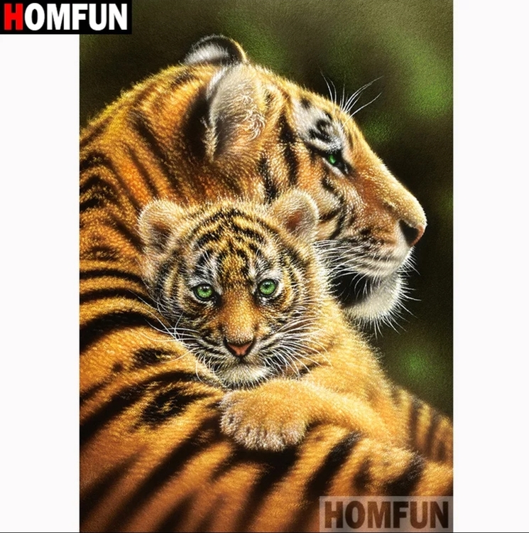 Diamanttavla (R) Tiger Hug 40x50