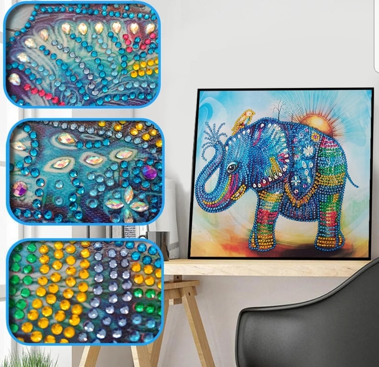 Diamanttavla Special Cute Color Elephant 30x30