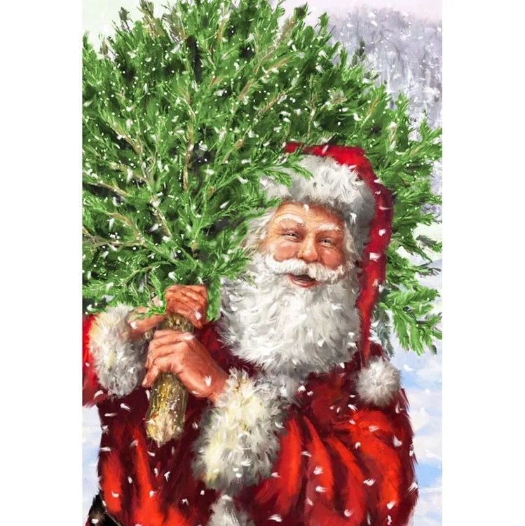Diamanttavla Santa With Christmastree