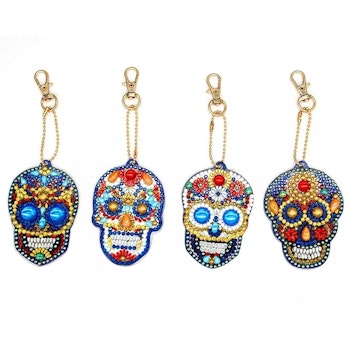 Diamanttavla Nyckelring Skull 4-pack - Leverans v. 26-27