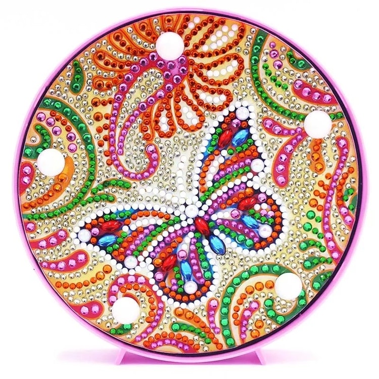 Diamanttavla Ledlampa Colorful Butterfly 15x15