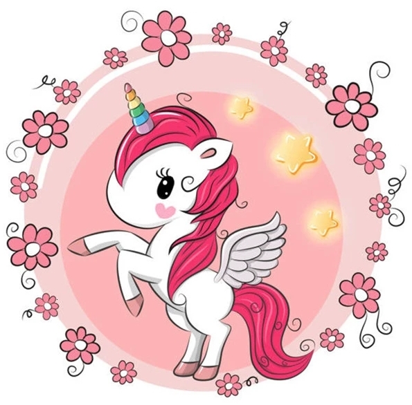 Diamanttavla Cartoon Cute Unicorn 30x30