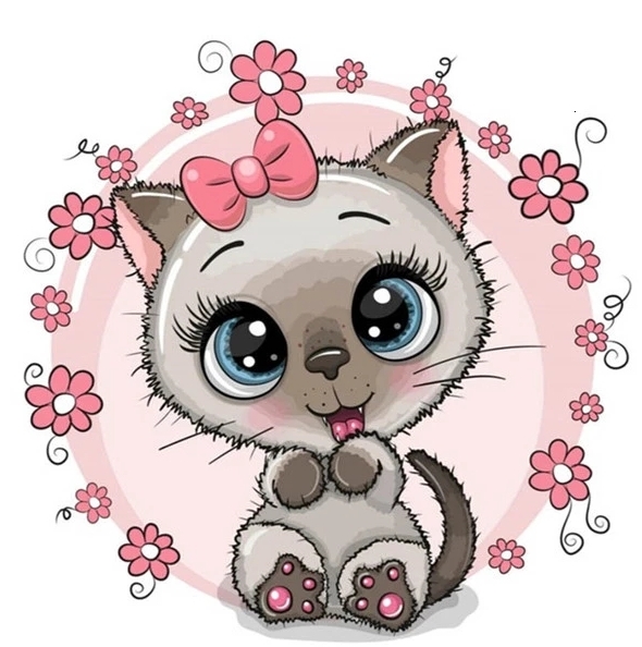 Diamanttavla Cartoon Cute Cat 30x30