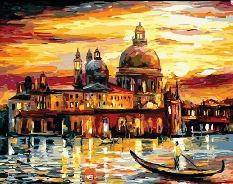 Paint By Numbers City By Lake 40x50