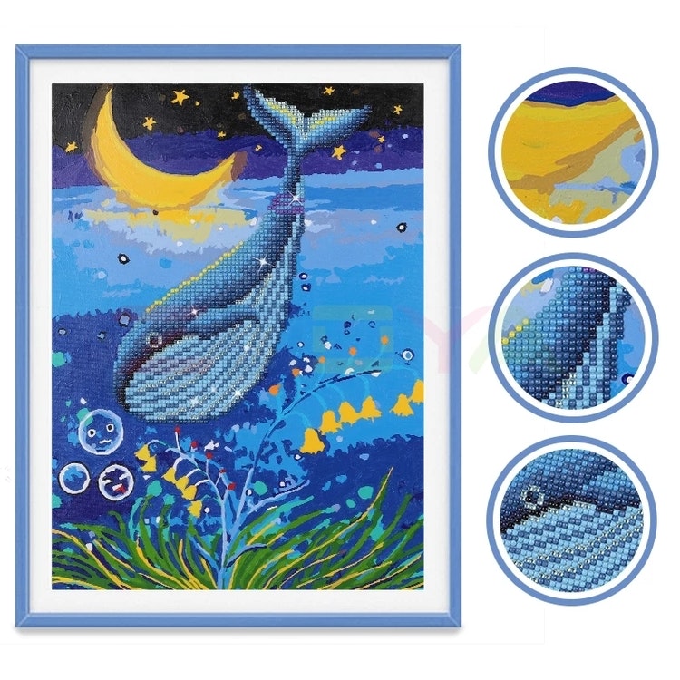 Diamanttavla Med Paint By Numbers Whale Moon 30x40
