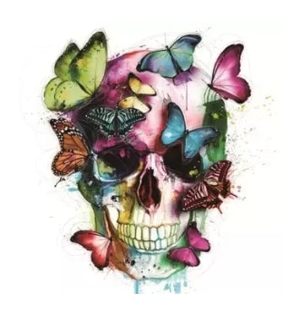 Diamanttavla (R) Color Butterfly Skull 40x40