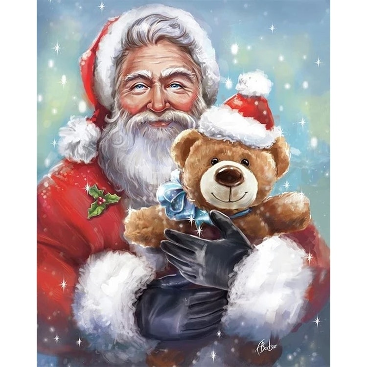 Diamanttavla Santa With Teddybear 40x50