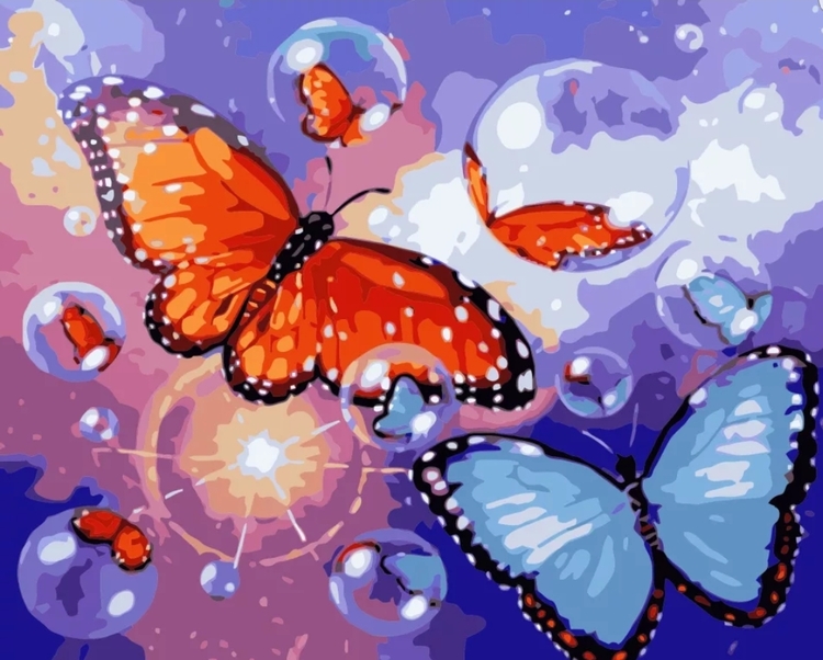 Paint By Numbers Butterflies And Bubbles 40x50