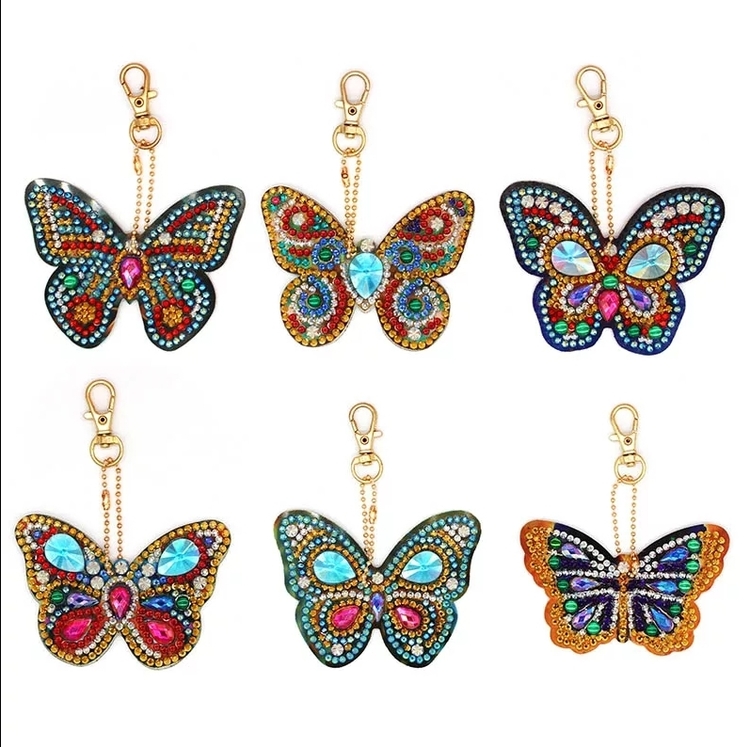 Nyckelringar Butterfly Chrystal 6-Pack
