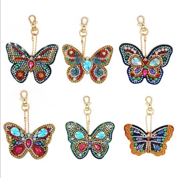 Nyckelringar Butterfly Chrystal 6-Pack
