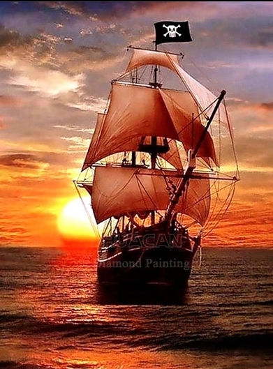 Diamanttavla (R) Sailboat Sunset 40x50