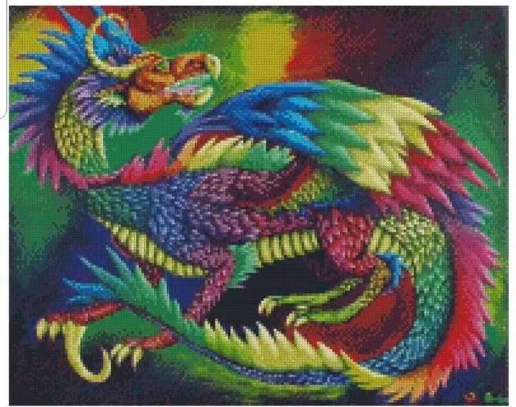 Diamanttavla Dragon Colors 40x50