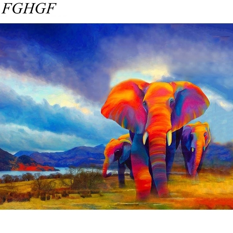 Paint By Numbers Red Elephants 40x50