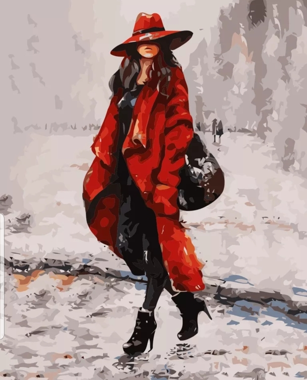 Paint By Numbers Lady In Red 40x50