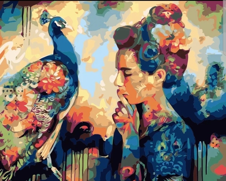 Paint By Numbers Beauty And Peacock 40x50