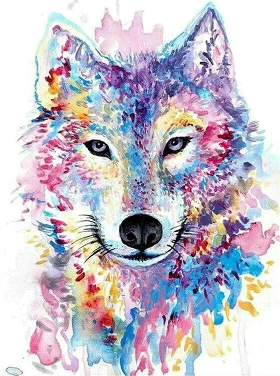 Diamanttavla Watercolor Wolf 40x50