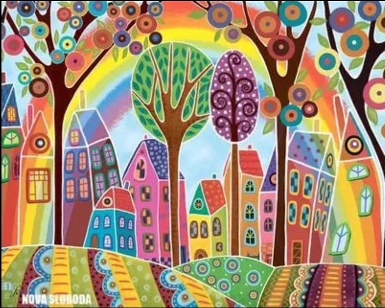 Diamanttavla (R) Rainbow City 40x50