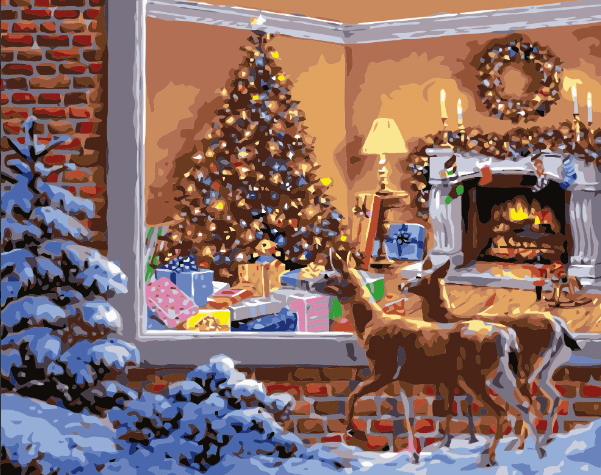 Paint By Numbers Christmas Deers 40x50