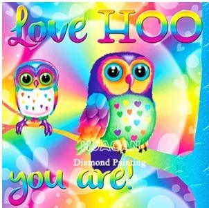 Diamanttavla Love Hoo You Are Owls 40x40