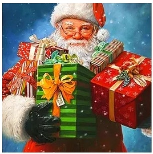 Diamanttavla Santa With Christmasgifts 40x50