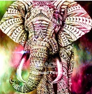 Diamanttavla Colored Elephant With Pattern 40x50