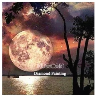 Diamanttavla Fullmoon By Sea 40x50