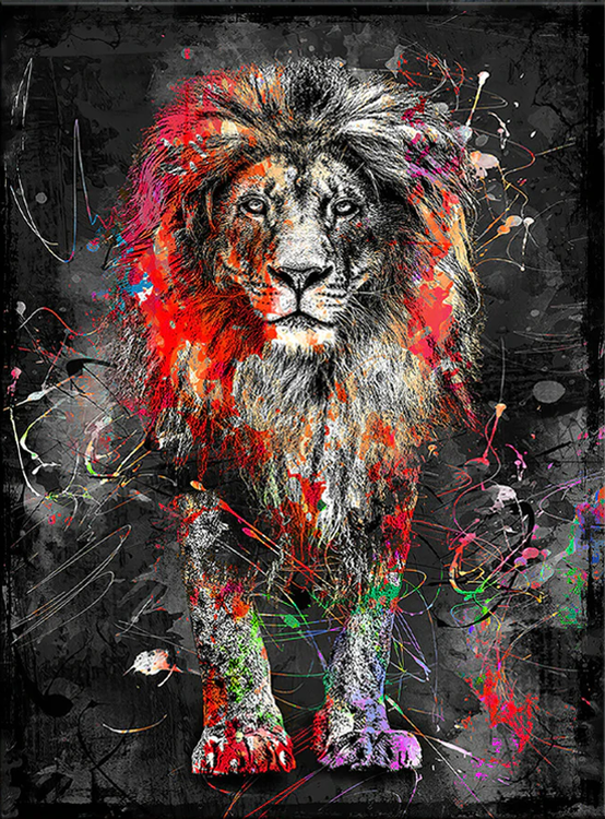 Diamanttavla Abstract Color Lion 50x80