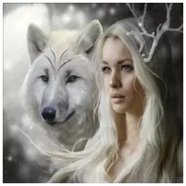 Diamanttavla (R) Wolfwoman 50x50
