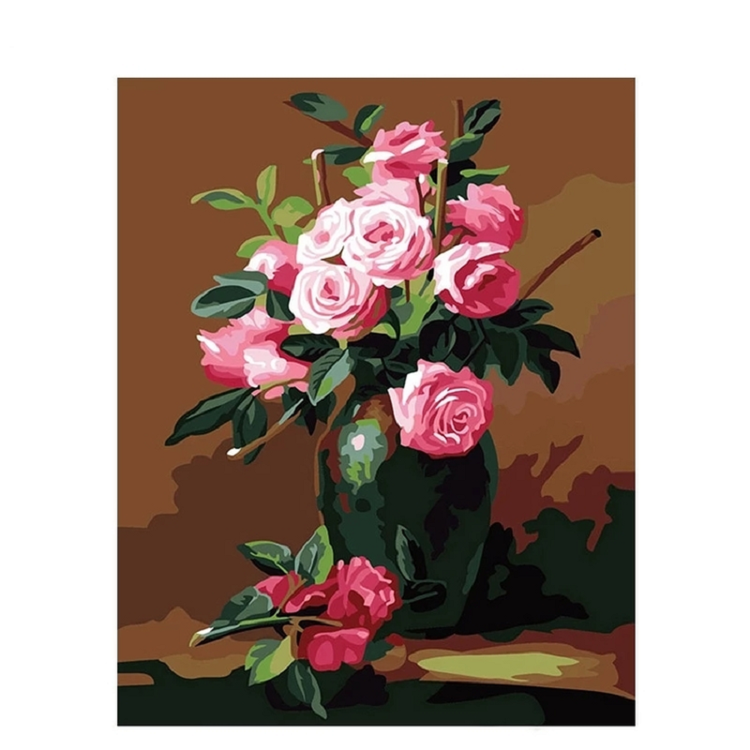 Paint By Numbers Pink Roses In Vase