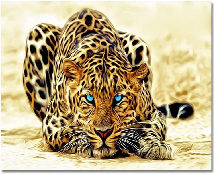 Paint By Numbers Leopard Blue Eyes - Leveranstid 1-3 Dagar