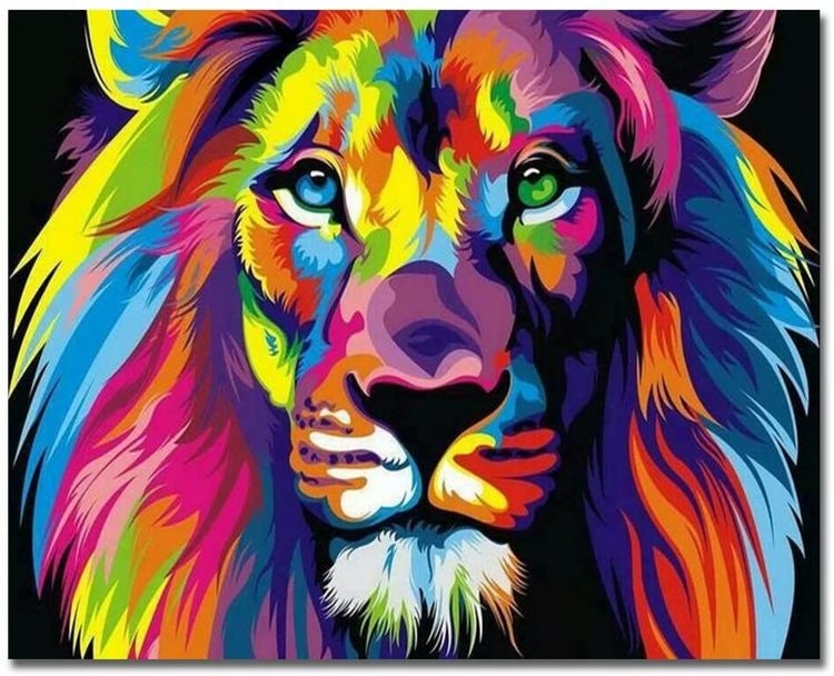 Paint By Numbers Colorful Lion 40x50