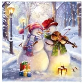Diamanttavla Snowman Plays Violin 50x50