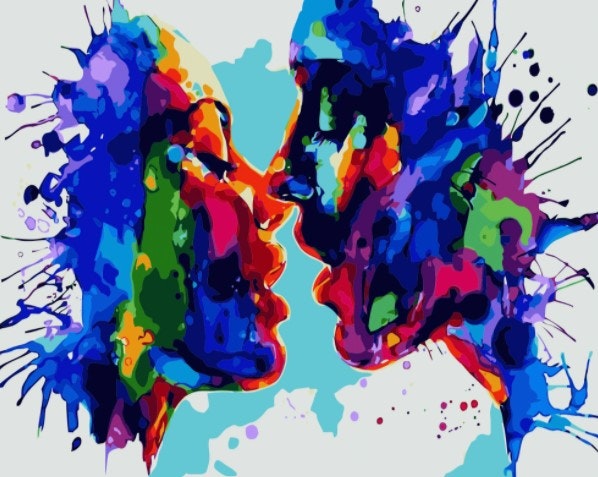 Paint By Numbers Colorful Kiss 40x50