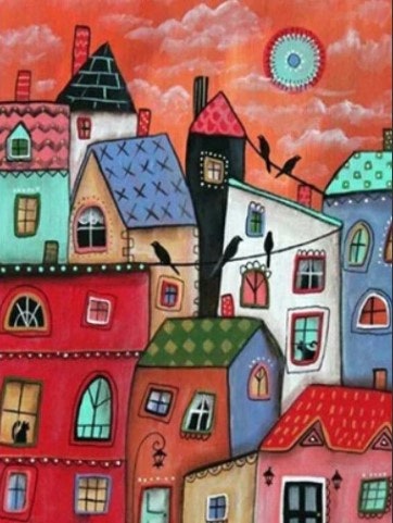 Paint By Numbers Funny Houses  40x50