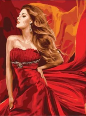 Paint By Numbers Red Dress Beauty  40x50
