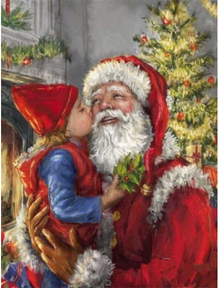 Diamanttavla Santa With Girl 40x50