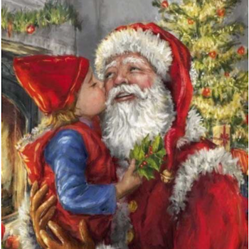 Diamanttavla Santa With Girl 40x50