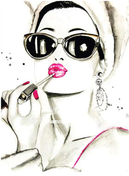 Diamanttavla Woman Coloring Lipstick 40x50