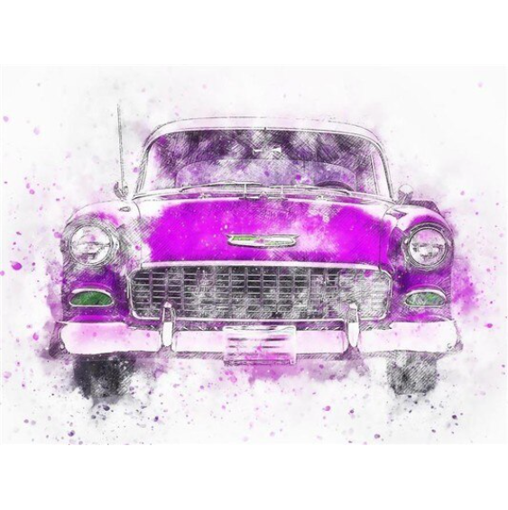 Diamanttavla Purple Car 40x50