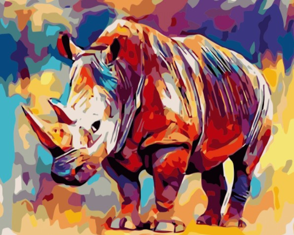 Paint By Numbers Color Rhino 40x50