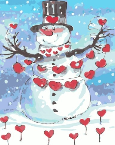 Paint By Numbers Snowman Heart 40x50