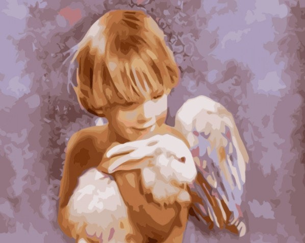 Paint By Numbers Angelboy And Rabbit 40x50