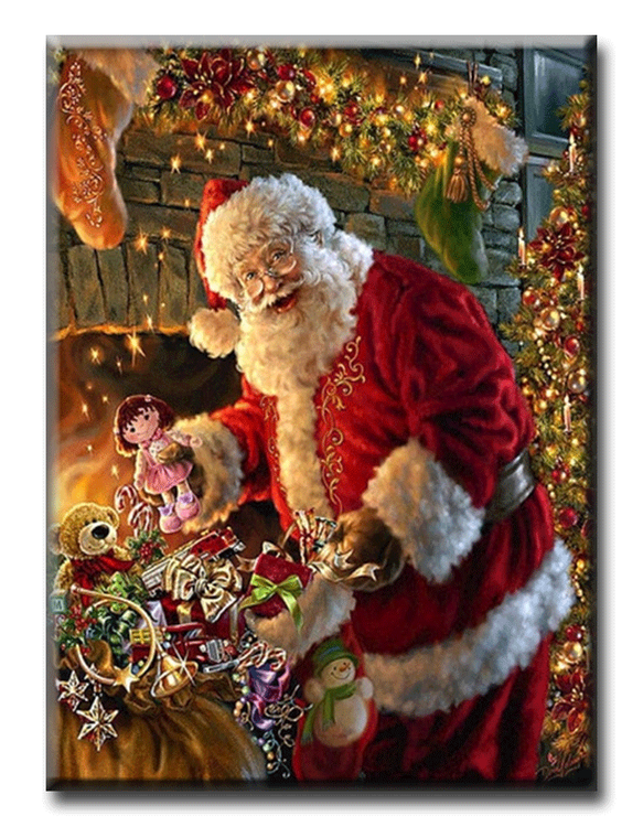 Diamanttavla Santa With Gifts 50x70