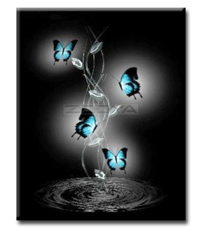 Diamanttavla Blue Butterflies 40x50