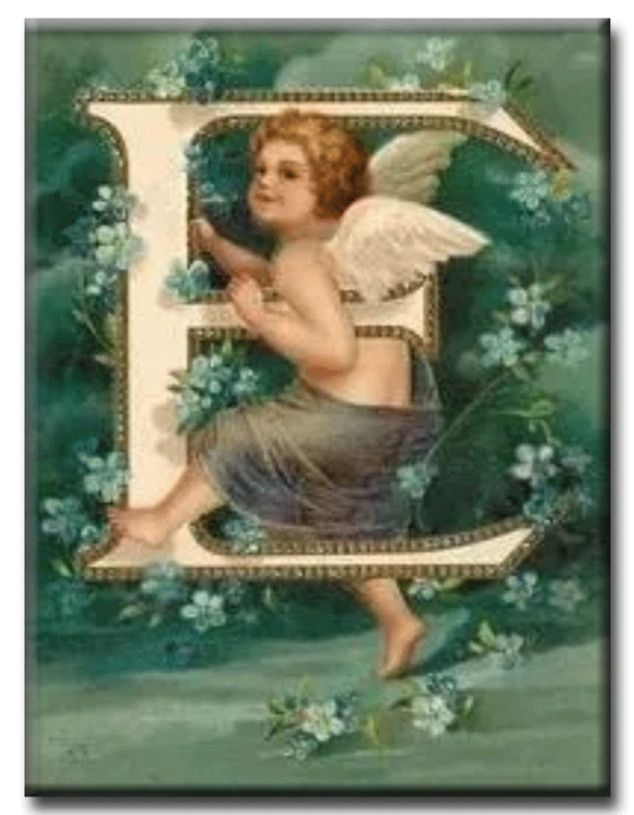 Diamanttavla (R) Angel Letter E 40x50