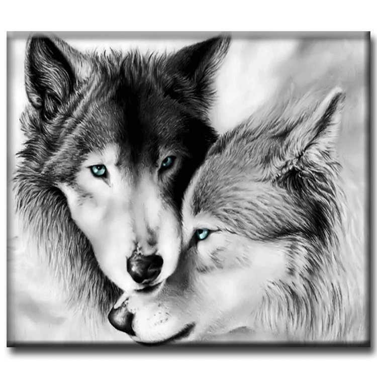 Diamanttavla Wolf Couple 40x50 - Leveranstid 1-3 Dagar