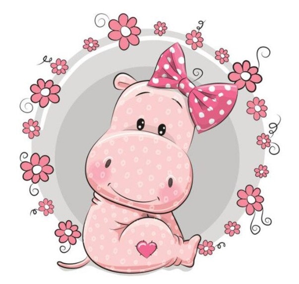 Diamanttavla Cute Hippo 30x30 - Leveranstid 1-3 Dagar